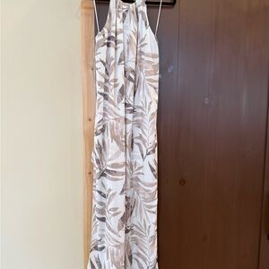 Leaf Print Halter Maxi Dress